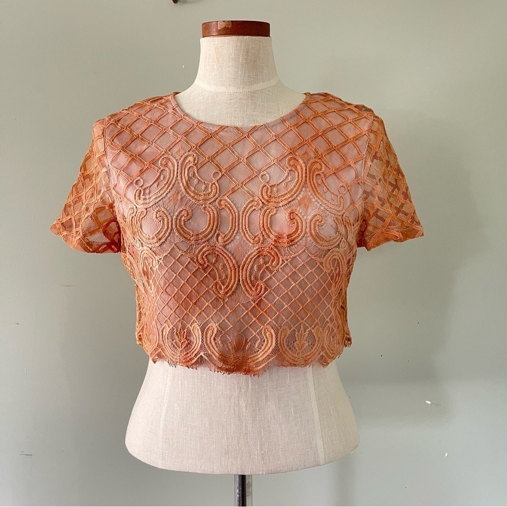 Upcycled L’Atiste lace crop top size large preowned hand dyed
